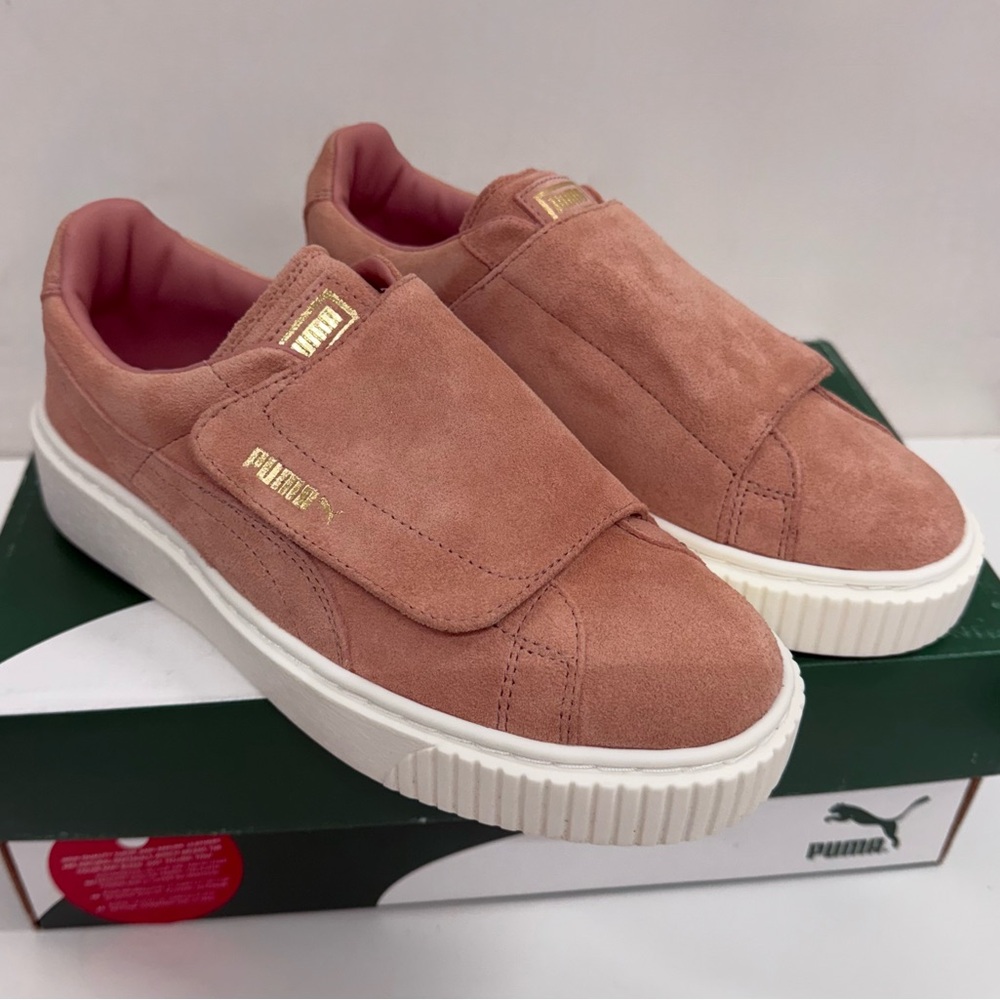 NWT Puma Pink Suede Platform Strap Wn’s